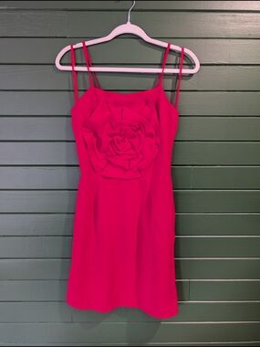 Red Floral Appliqué Spaghetti Strap Dress